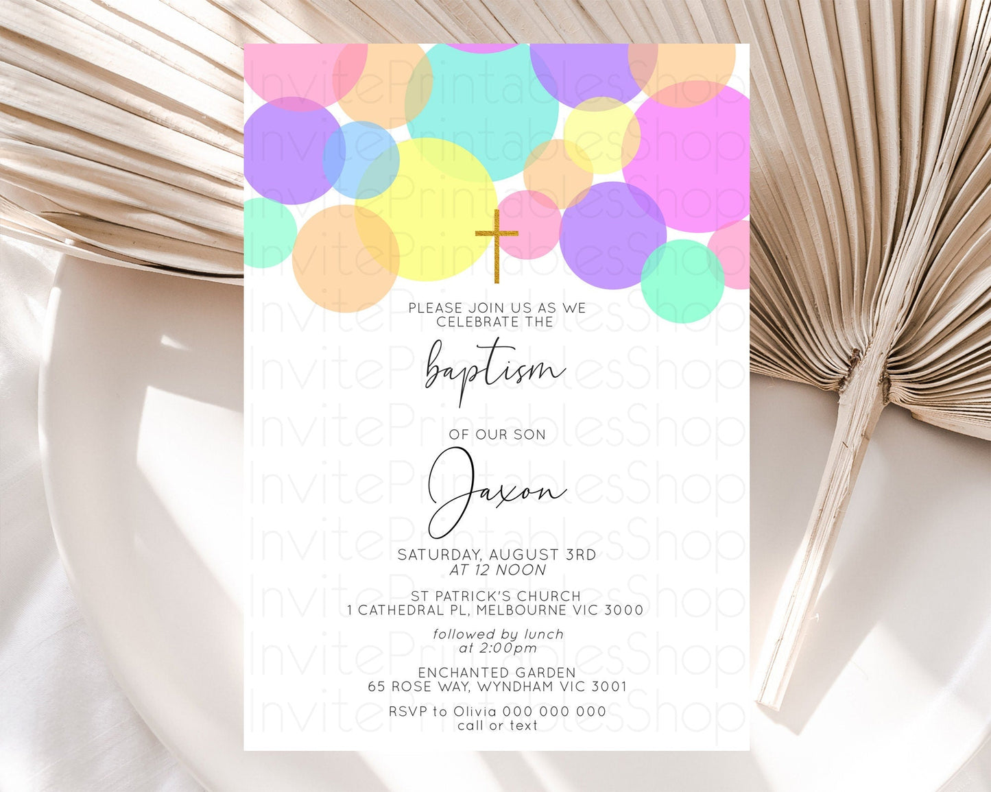 Pastel Baptism Invitation Pastel Confetti Baptism 1st Birthday Invitation Colorful Rainbow Confetti Bubbles Christening Invitation D10888