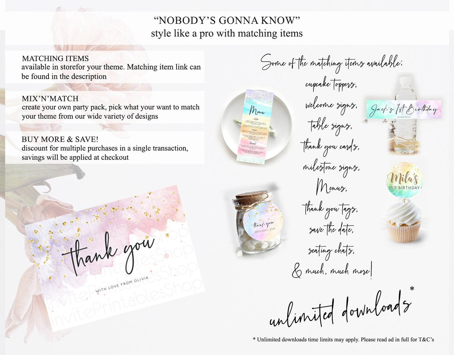 Pastel Thank You Rainbow Thank You Card Colorful Pastel Birthday Thank You Card Confetti Watercolor Pastel Teacher Thank You Cards D10327