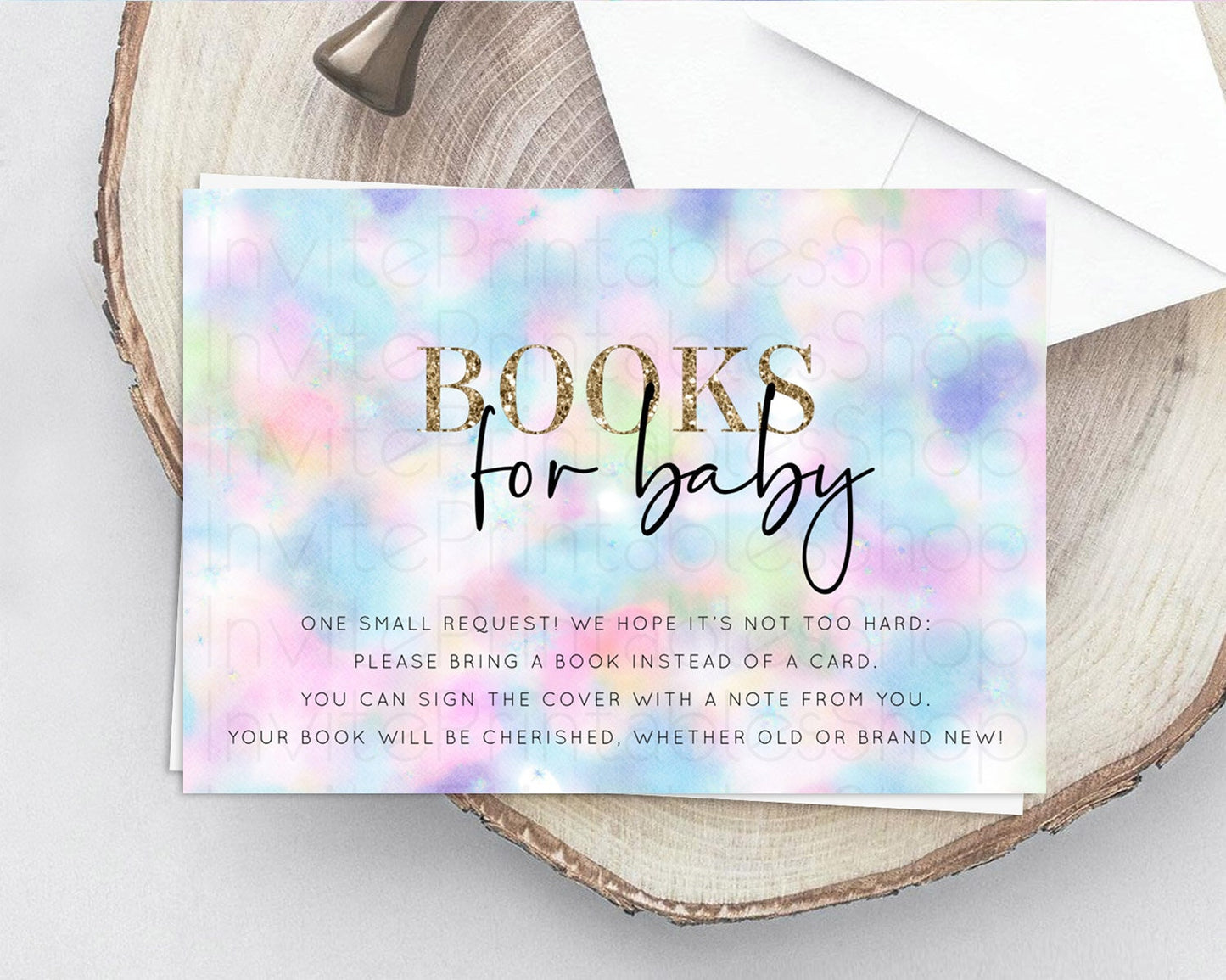 Pastel Books For Baby Card Pastel Rainbow Book Insert Colorful Ombre Watercolor Book Card Confetti Glitter Baby Book Poem Request D10694