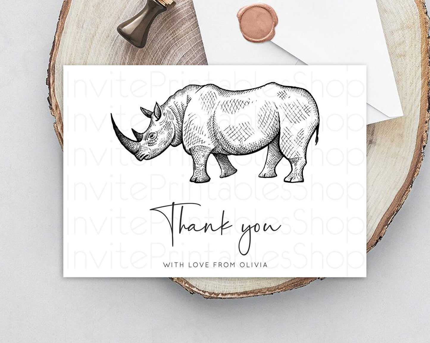 Rhino Thank You Rhino Thank You Card Rhino Birthday Thank You Card Rhino Card Template First Birthday Rhino Teacher Thank You Cards D10253