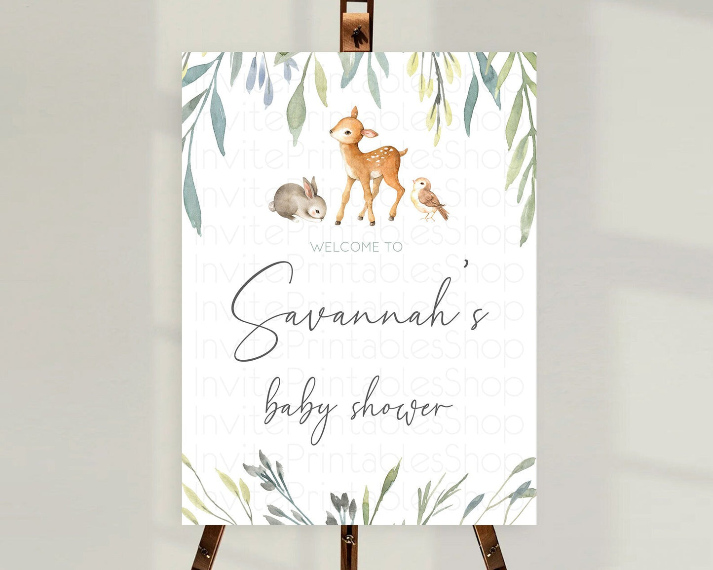 Fawn Baby Shower Welcome Sign Deer Welcome Board Floral Deer Welcome Poster Enchanted Forest Butterfly Pastel Floral Welcome Sign D10919