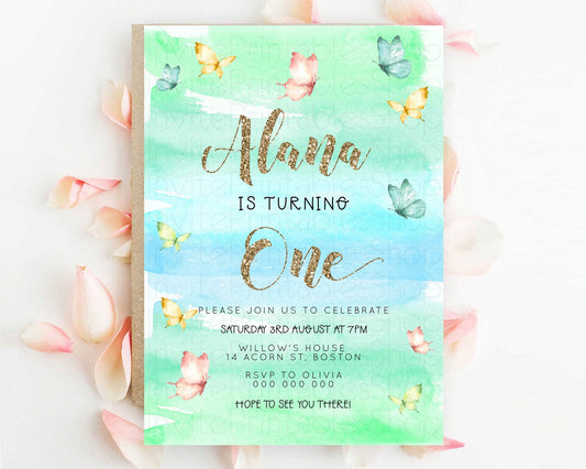 Editable Pastel Butterfly Birthday Invitation Butterfly Birthday Invitation