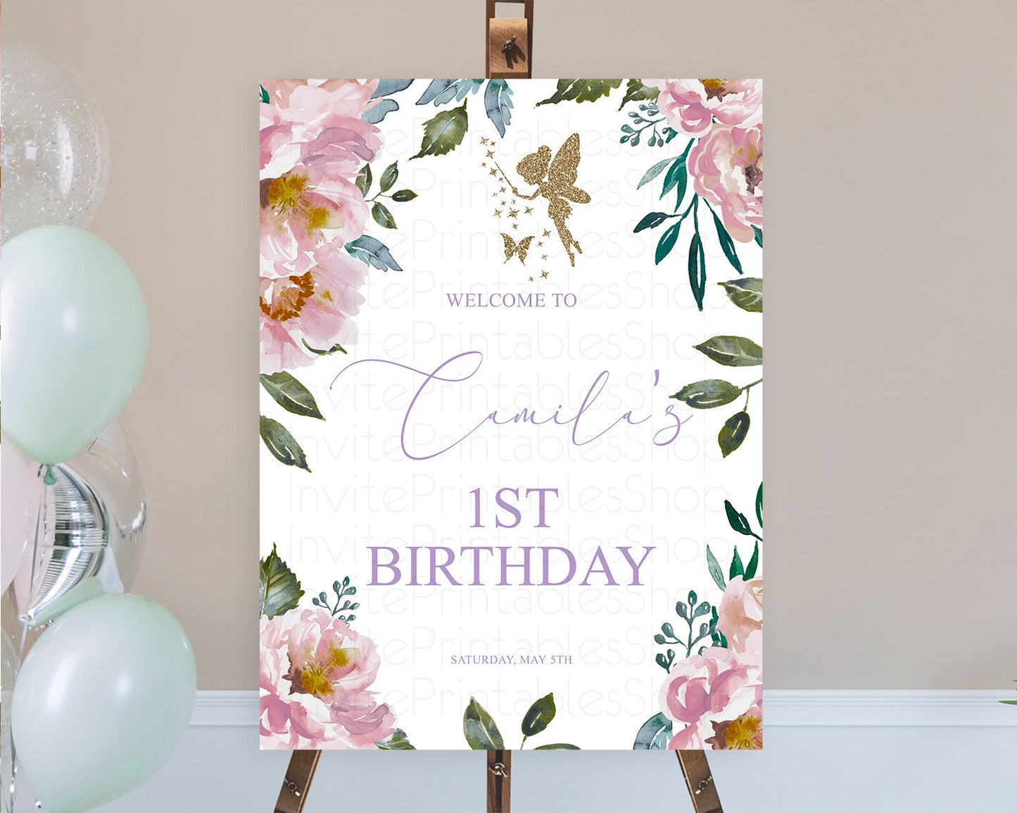 Fairy Welcome Sign Fairy Welcome Board Enchanted Garden Pastel Floral Butterfly Décor Secret Garden First Birthday Welcome Sign D10727