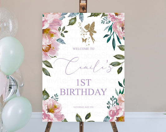 Fairy Welcome Sign Fairy Welcome Board Enchanted Garden Pastel Floral Butterfly Décor Secret Garden First Birthday Welcome Sign D10727