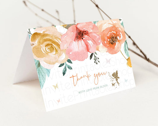 Editable Fairy Thank You Fairy Thank You Card Enchanted Garden Pastel Butter