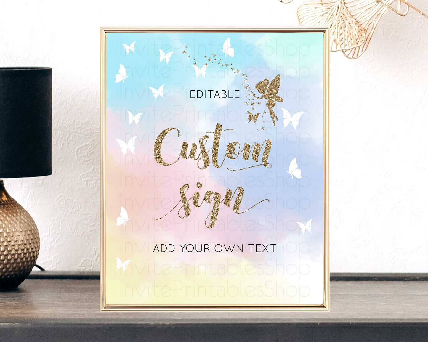 Fairy Sign Enchanted Garden Table Sign Décor Pastel Floral Butterfly Party Secret Garden Birthday Baptism Baby Shower Bridal Shower D10894