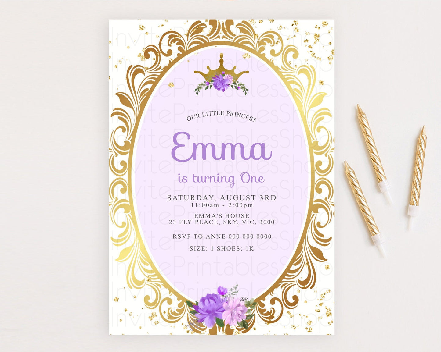 Editable Princess Birthday Invitation Castle Invitation Royal Birthday Fairy