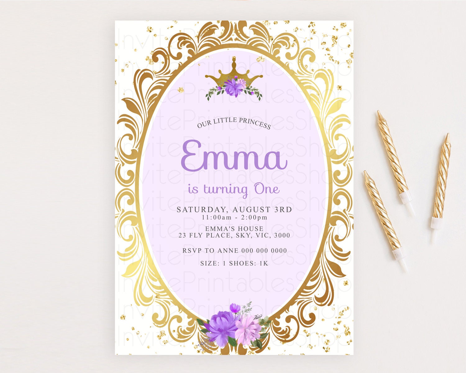 Editable Princess Birthday Invitation Castle Invitation Royal Birthday Fairy