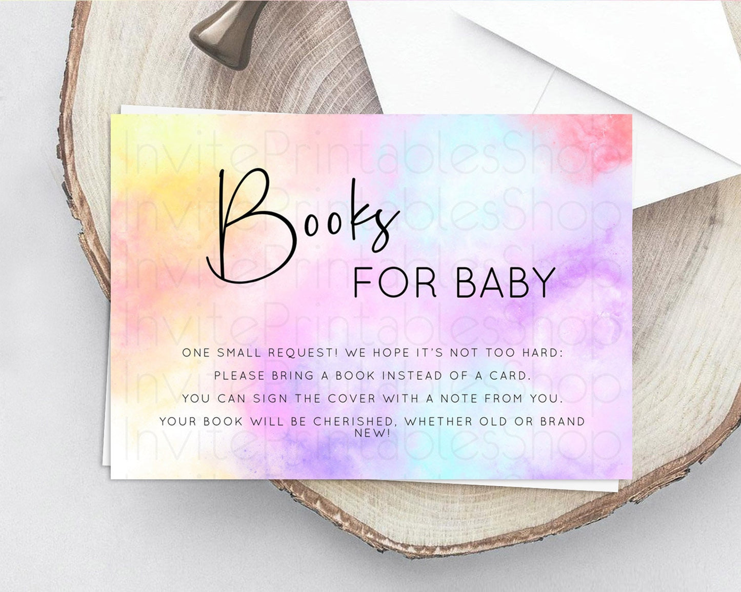 Pastel Books For Baby Card Pastel Rainbow Book Insert Colorful Ombre Watercolor Book Card Confetti Glitter Baby Book Poem Request D10438