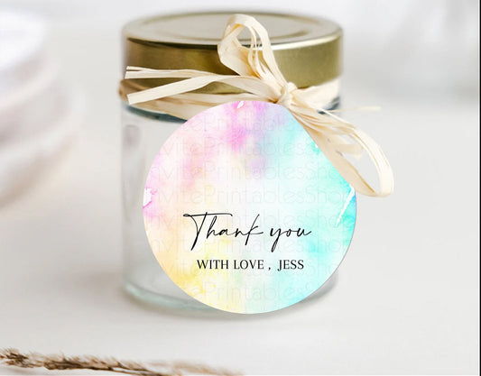 Pastel Thank You Tags Rainbow Thank You Gift Tags Colorful Pastel Favor Tags Confetti Watercolor Pastel First Birthday Thank You D11012