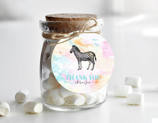 Editable Pastel Zebra Thank You Tags Rainbow Zebra Thank You Gift Tags Rainb