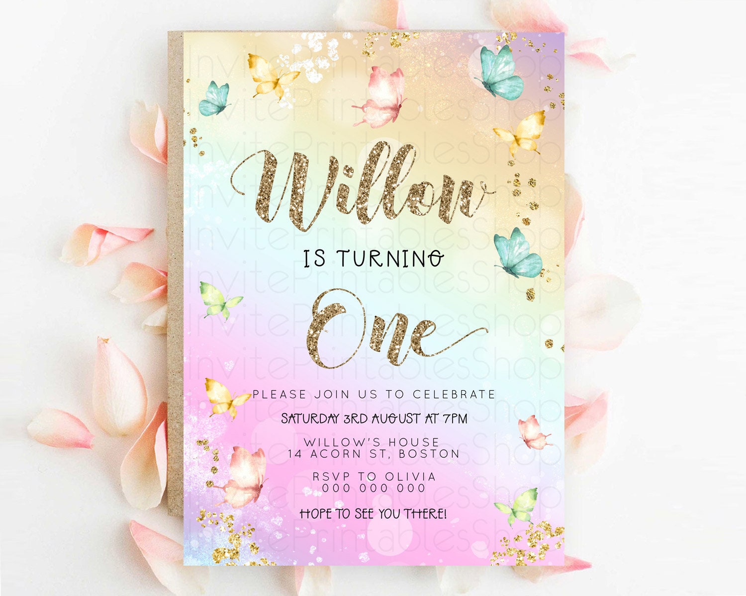 Editable Pastel Butterfly Birthday Invitation Butterfly Birthday Invitation