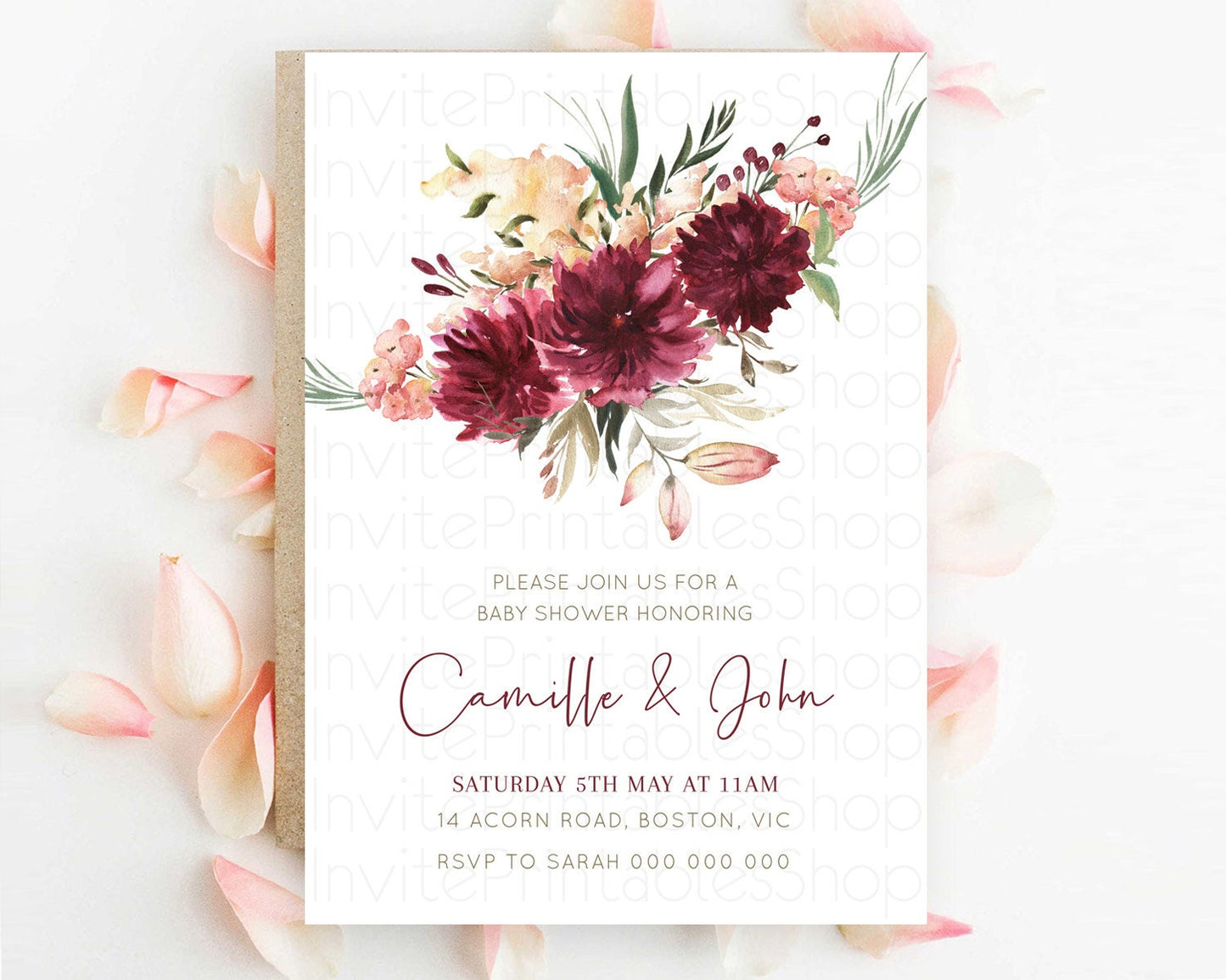 Wildflower Baby Shower Invitation Secret Garden Baby Shower Invitation Pastel Flowers Invite Enchanted Garden Shower Floral Theme D10685