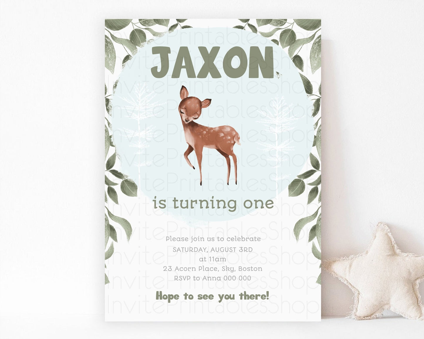 Fawn Birthday Invitation Deer Birthday Invitation Enchanted Forest Party Butterfly Pastel Flowers Whimsical 2nd 1st First Birthday D10718