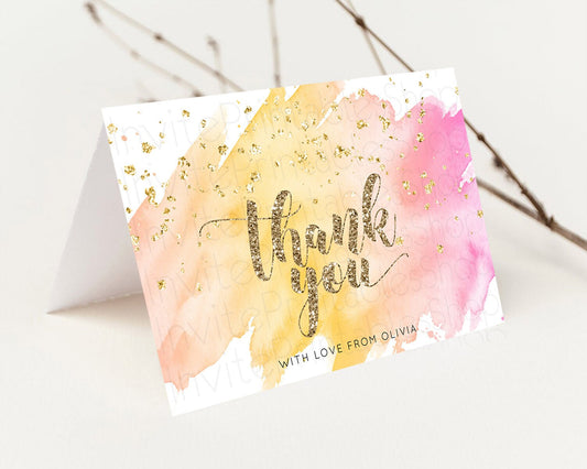 Pastel Thank You Rainbow Thank You Card Colorful Pastel Birthday Thank You Card Confetti Watercolor Pastel Teacher Thank You Cards D10526