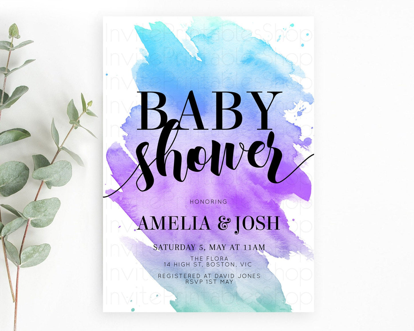 Pastel Baby Shower Invitation Rainbow Baby Shower Invitation Colorful Pastel Watercolor Invitation Gold Glitter Sprinkles Ombre D10491