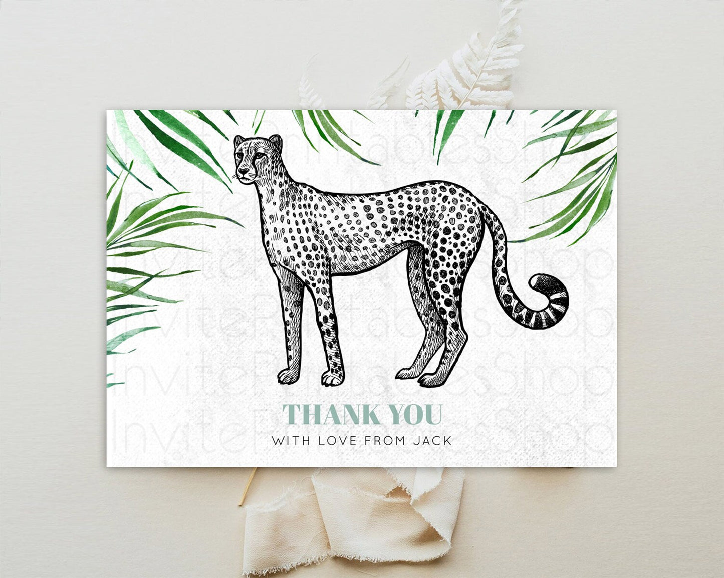 Cheetah Thank You Cheetah Thank You Card Cheetah Party Birthday Thank You Card Safari Card Template Cheetah Teacher Thank You Cards D10849