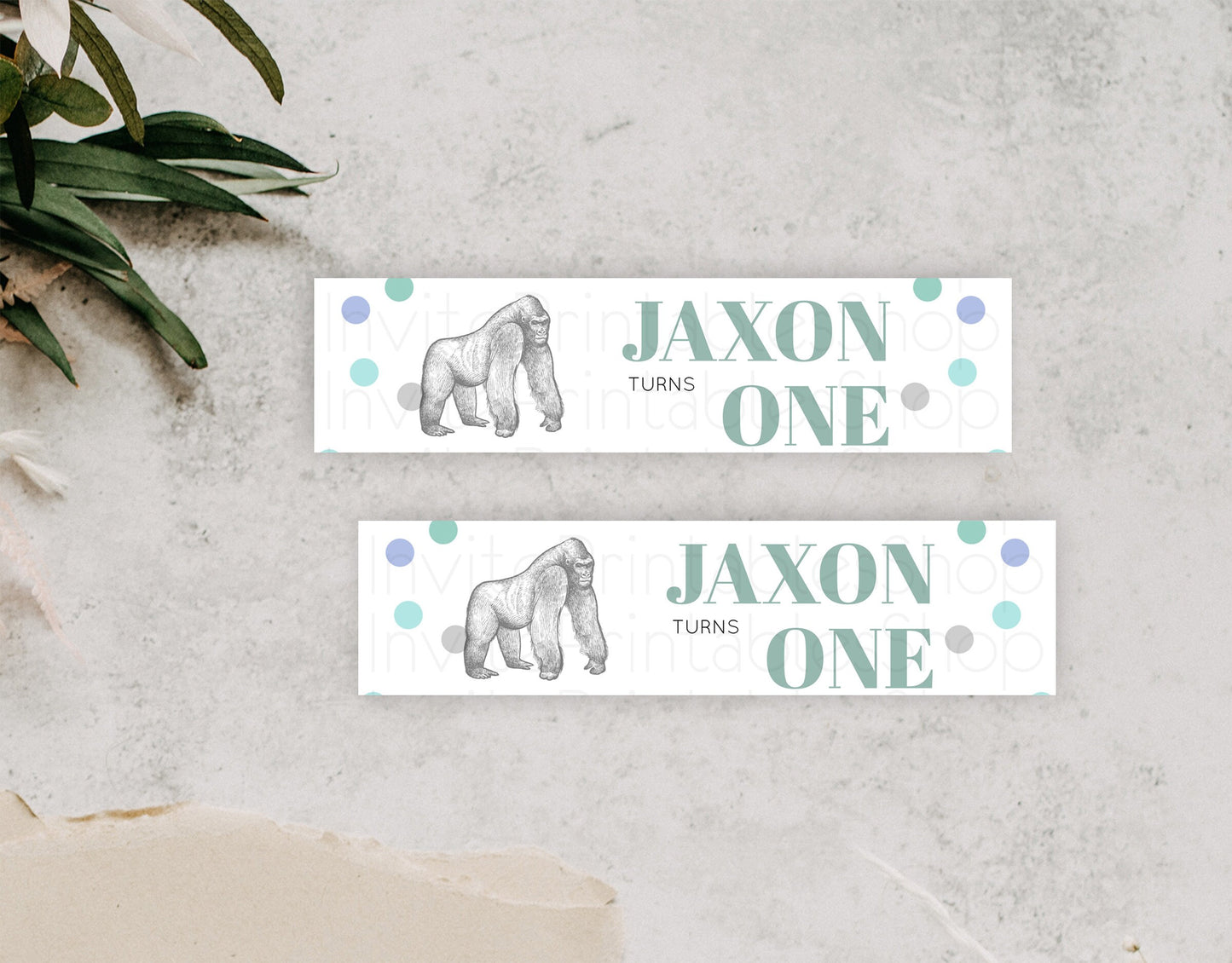 Gorilla Water Label Template Gorilla Party Decor Water Label Safari Adventure Gorilla Minimal Theme 1st Birthday Baptism Baby Shower D10854