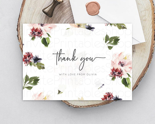 Editable Secret Garden Thank You Wildflower Thank You Card Pastel Flower Gar