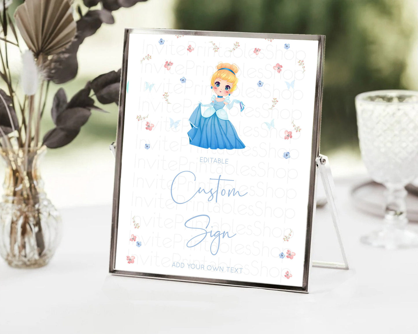 Princess Party Table Sign Decor Secret Garden Enchanted Castle Pastel Floral Royal Party For 1st Birthday Baptism Baby Shower D10354