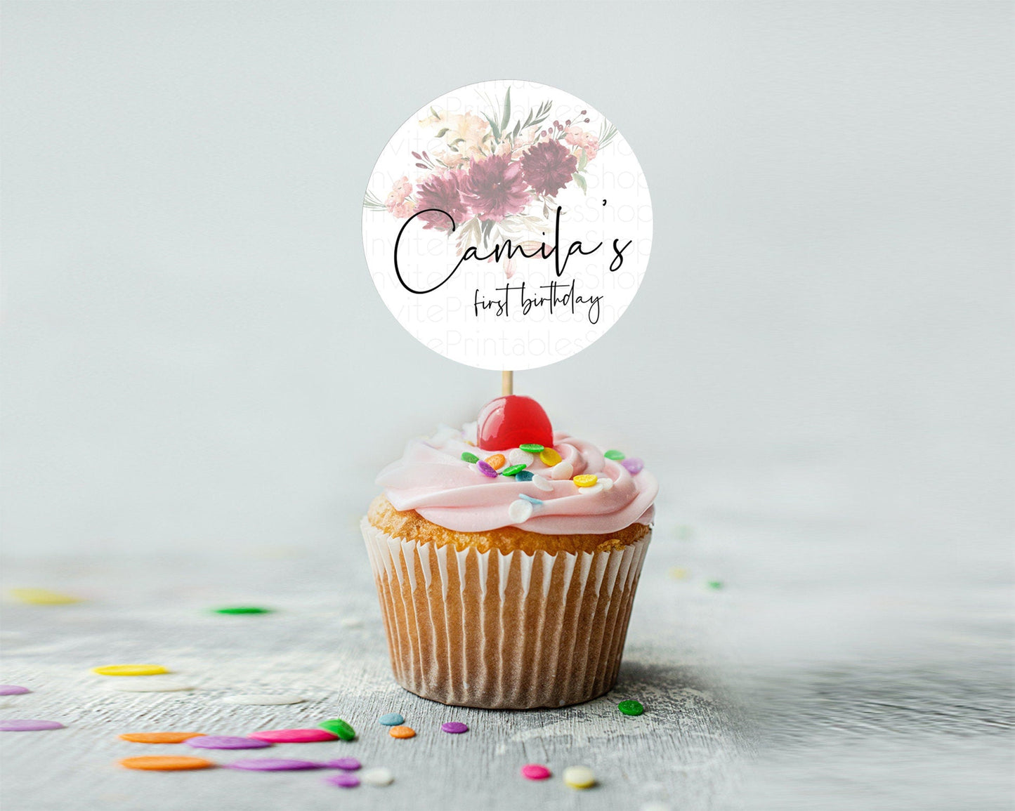 Secret Garden Cupcake Toppers Wildflower Cupcake Toppers Pastel Flowers Cupcake Toppers Enchanted Garden Boho Floral First Birthday D10685