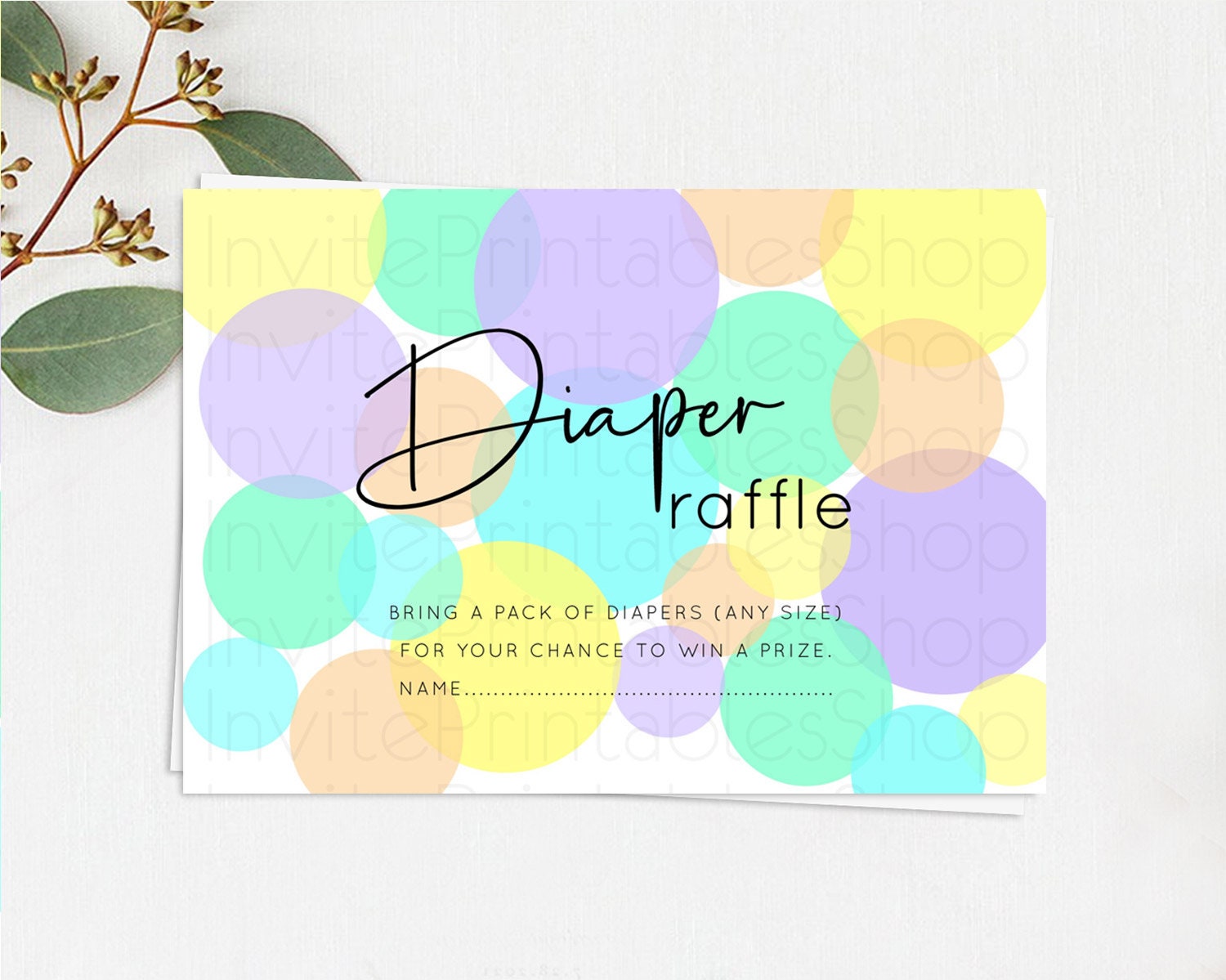 Editable Rainbow Diaper Raffle Card Pastel Sprinkles Diaper Raffle Insert Ra