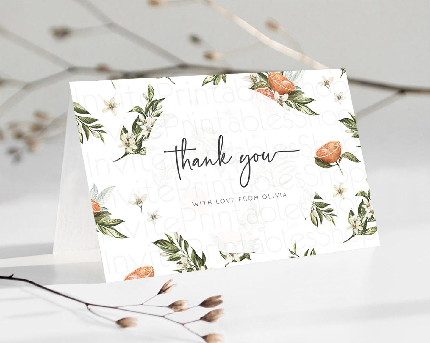 Citrus Thank You Lemon Thank You Orange Thank You Citrus Birthday Thank You Card Citrus Floral Card Template Teacher Thank You Cards D10545