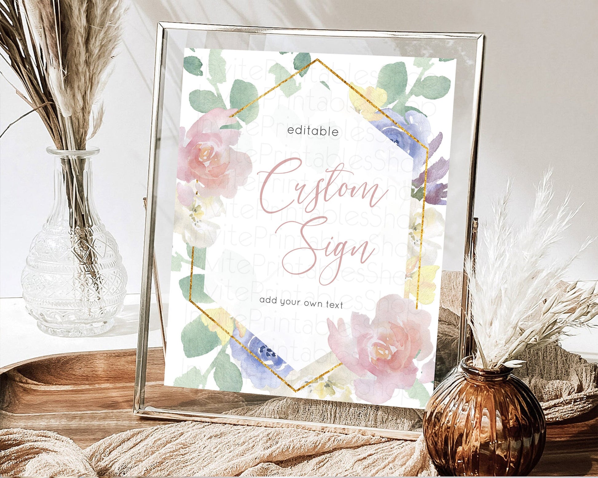 Editable Wildflower Floral Table Sign Decor Secret Garden Sign Template Past