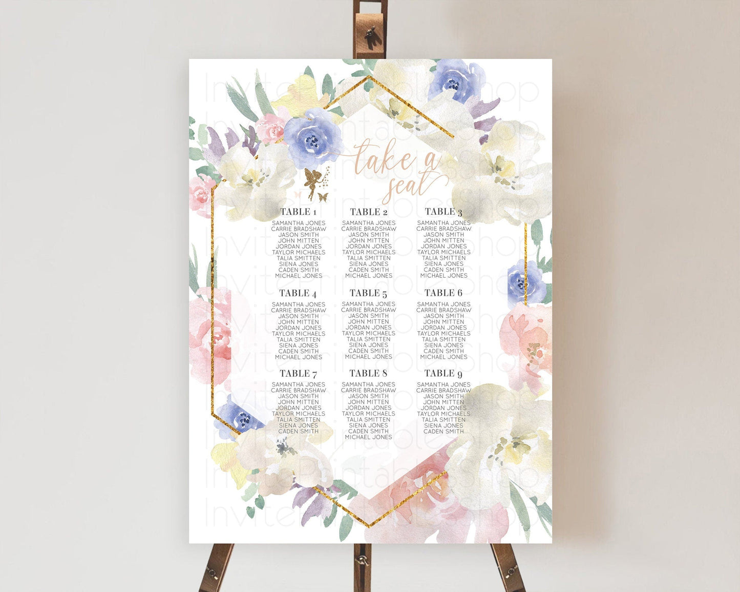 Fairy Seating Chart Pastel Fairy Seating Chart Fairy Tea Party Fairy Garden Seating Sign Enchanted Garden Floral Butterfly Decor D10829