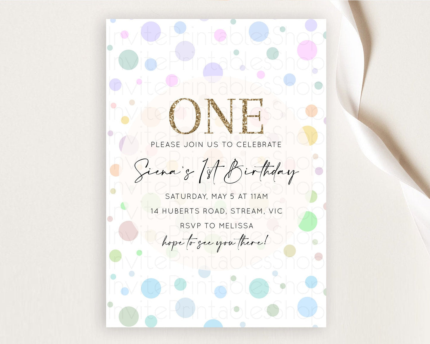 Pastel Birthday Invitation Pastel Confetti Birthday Invitation Bubbles Invitation Colorful Rainbow Confetti 2nd 1st First Birthday D10135