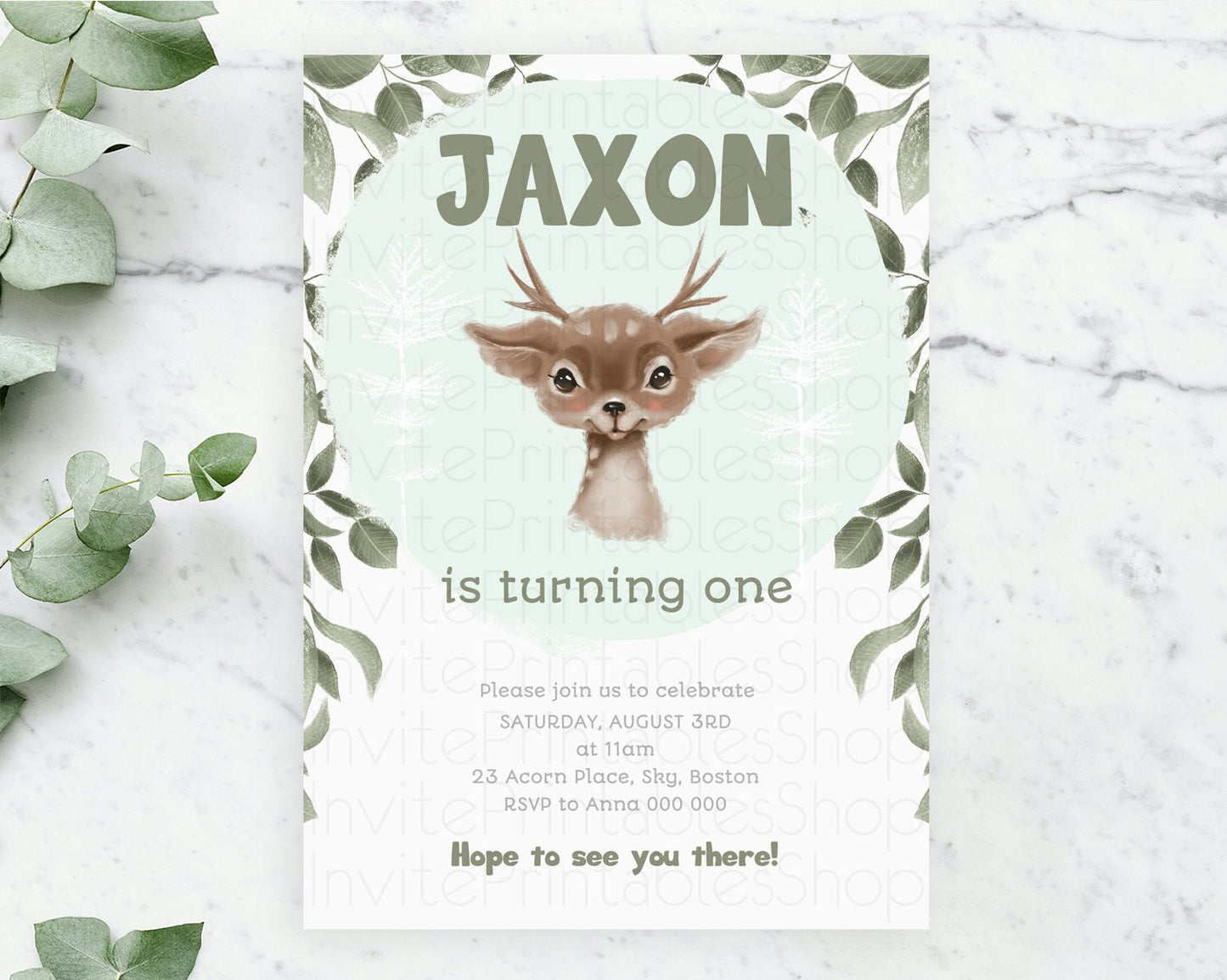 Fawn Birthday Invitation Deer Birthday Invitation Enchanted Forest Party Butterfly Pastel Flowers Whimsical 2nd 1st First Birthday D10191