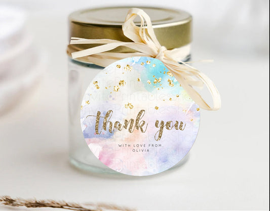 Pastel Thank You Tags Rainbow Thank You Gift Tags Colorful Pastel Favor Tags Confetti Watercolor Pastel First Birthday Thank You D10421