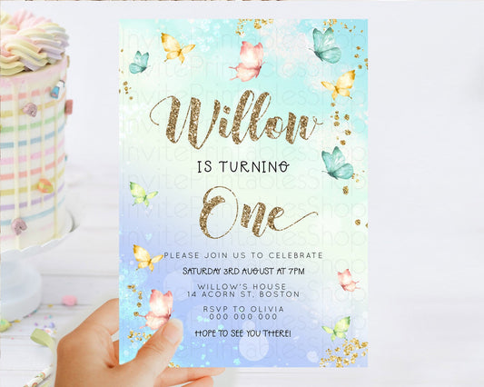 Editable Pastel Butterfly Birthday Invitation Butterfly Birthday Invitation