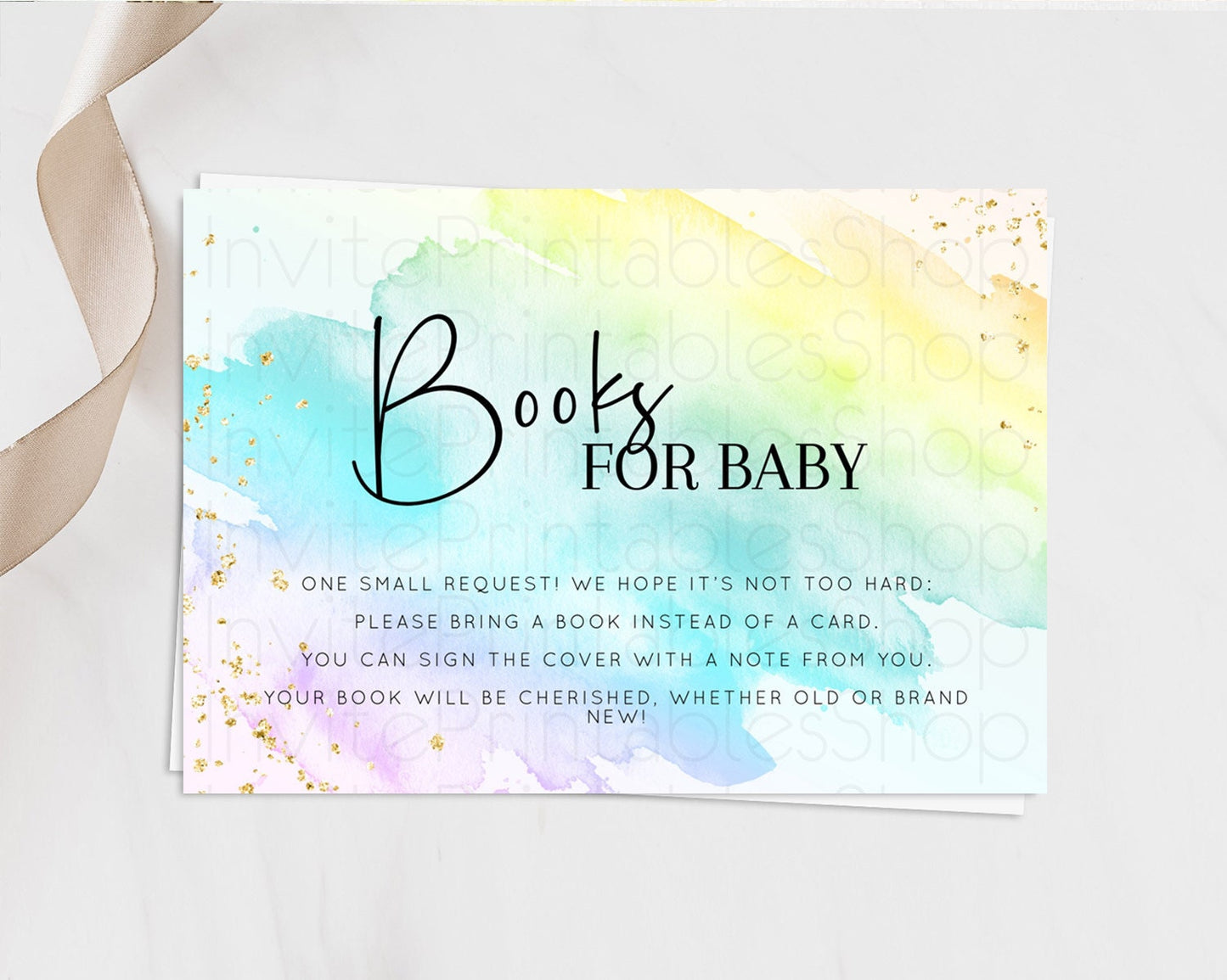 Pastel Books For Baby Card Pastel Rainbow Book Insert Colorful Ombre Watercolor Book Card Confetti Glitter Baby Book Poem Request D10171
