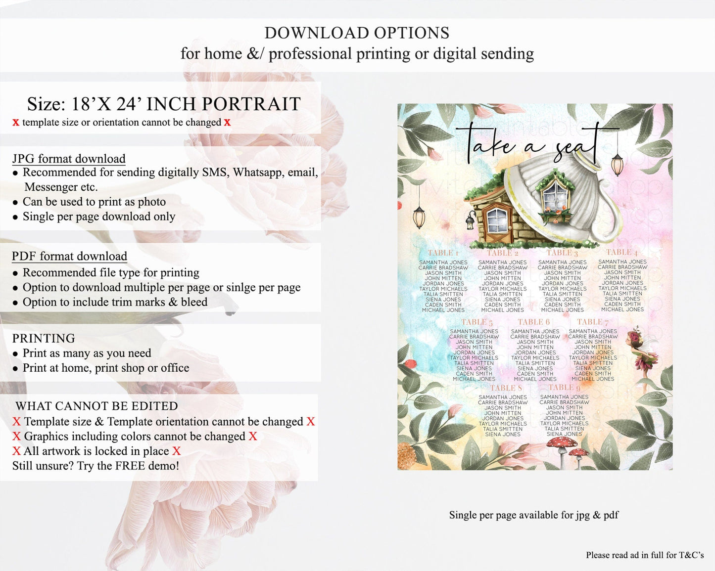 Fairy Seating Chart Pastel Fairy Seating Chart Fairy Tea Party Fairy Garden Seating Sign Enchanted Garden Floral Butterfly Decor D10555