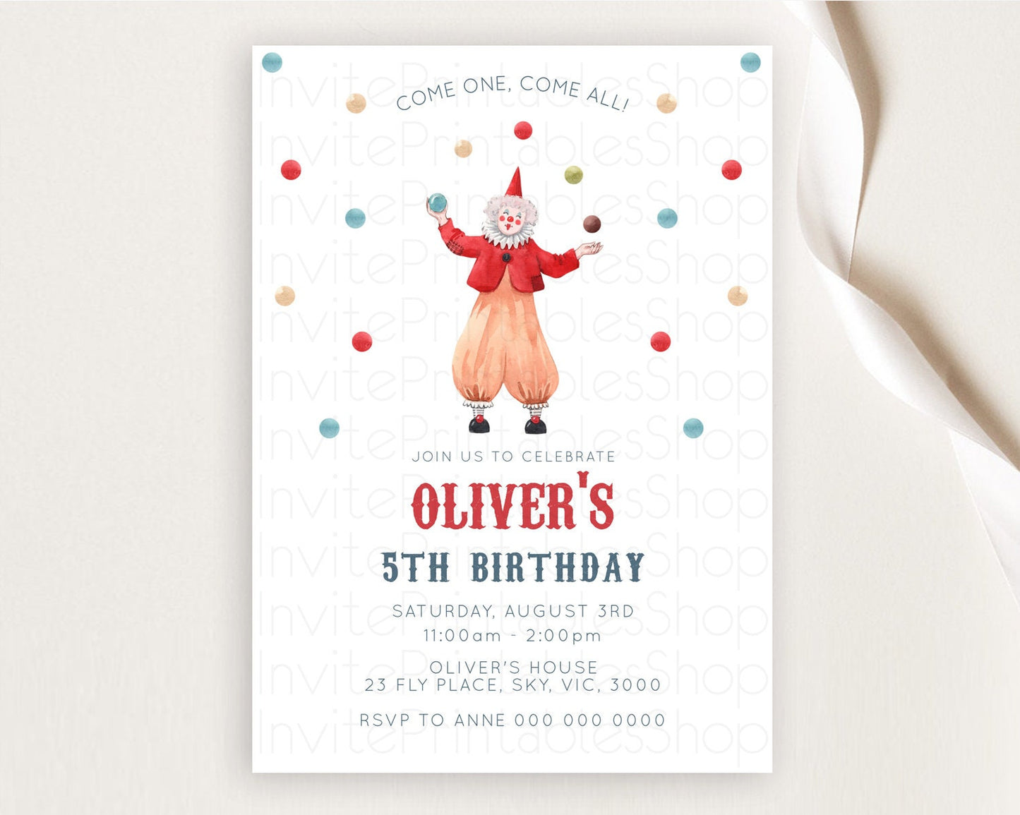 Circus Birthday Invitation Carnival Birthday Invitation Clown Invite Circus Lion Invite Circus Tent Invite Circus Elephant Invite D10502