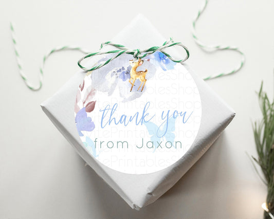 Editable Fawn Thank You Tags Deer Thank You Gift Tags Pastel Floral Deer Fav
