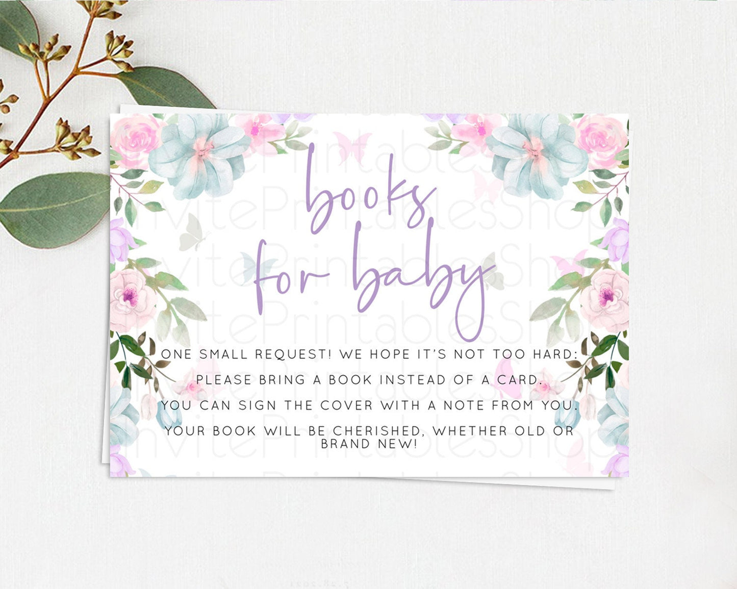 Editable Secret Garden Books For Baby Card Boho Wildflower Book Insert Paste