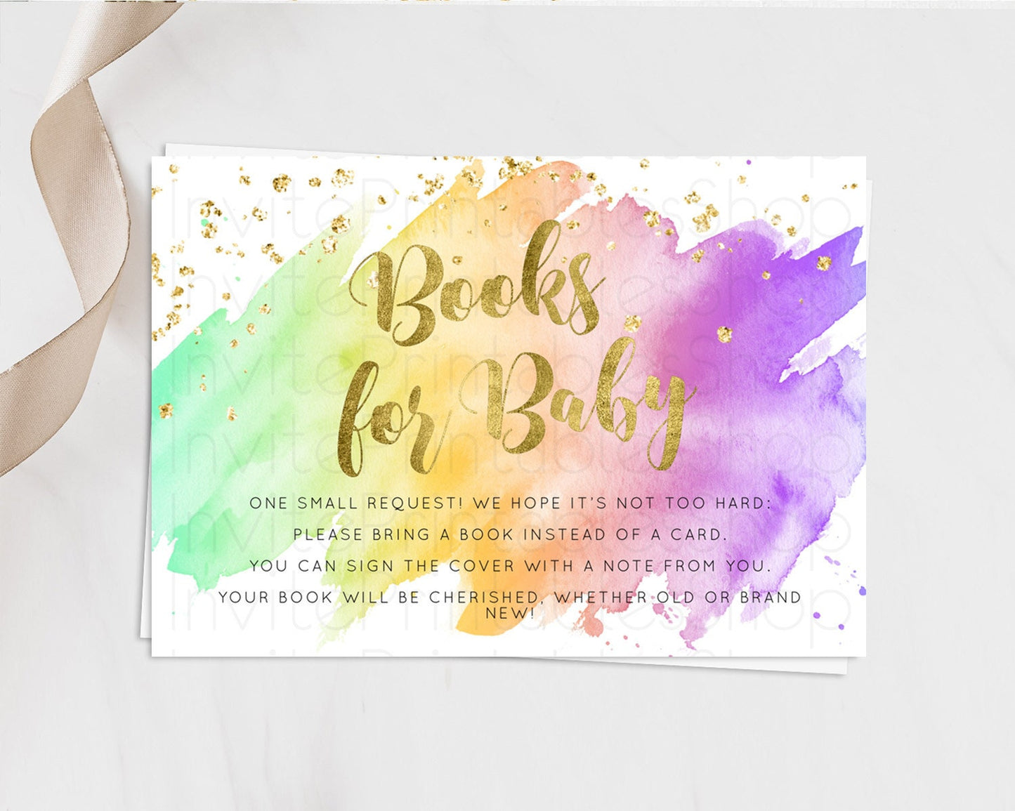 Pastel Books For Baby Card Pastel Rainbow Book Insert Colorful Ombre Watercolor Book Card Confetti Glitter Baby Book Poem Request D10517