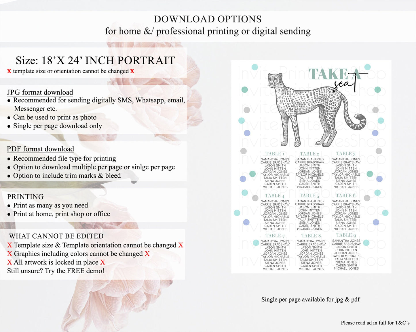 Cheetah Seating Chart Cheetah Seating Sign Cheetah Safari Seating Sign Adventure Cheetah Seating Board Palm Leaf Zoo Take a Seat D10857