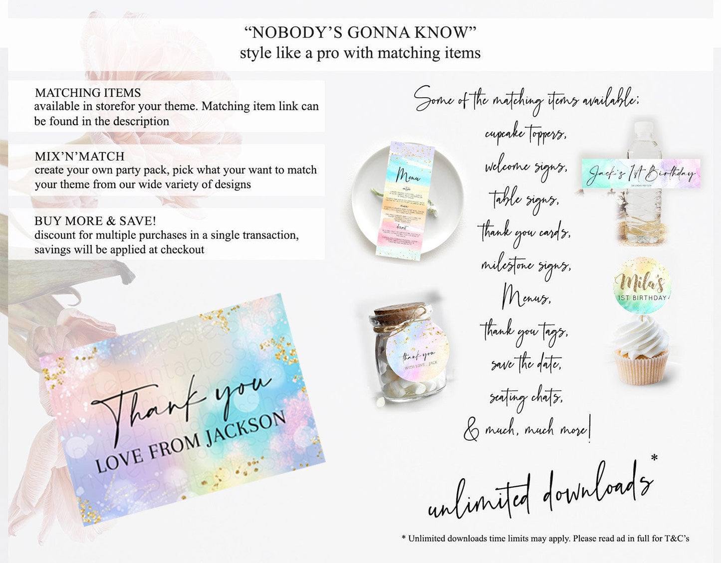 Pastel Thank You Rainbow Thank You Card Colorful Pastel Birthday Thank You Card Confetti Watercolor Pastel Teacher Thank You Cards D10675