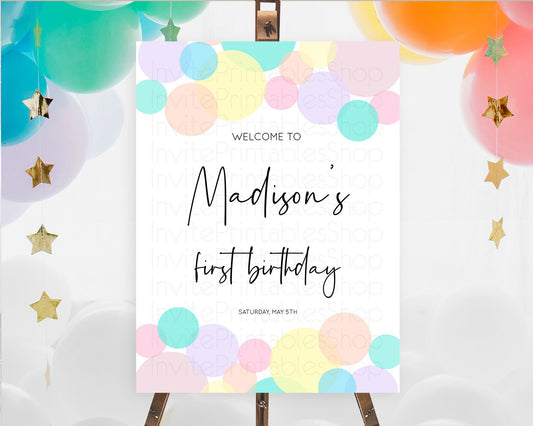 Editable Rainbow Welcome Sign Pastel Welcome Board Pastel Rainbow Confetti W