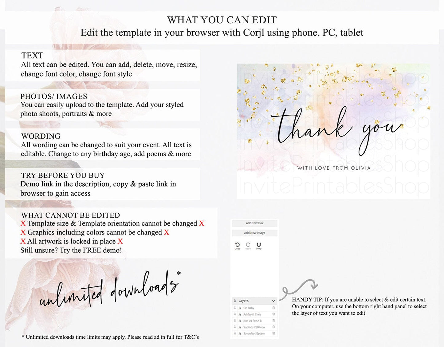 Pastel Thank You Rainbow Thank You Card Colorful Pastel Birthday Thank You Card Confetti Watercolor Pastel Teacher Thank You Cards D10769