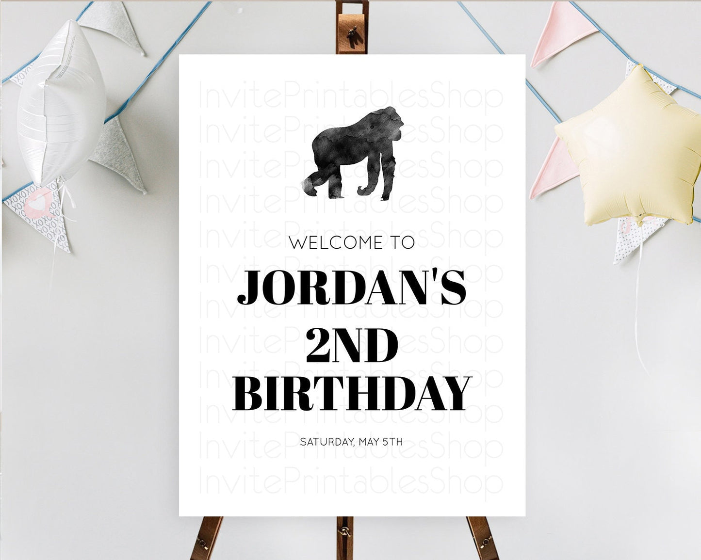 Gorilla Welcome Sign Gorilla Welcome Board Gorilla Party Welcome Poster Safari Adventure Decor Gorilla First Birthday Welcome Sign D10799