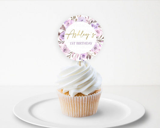 Editable Secret Garden Cupcake Toppers Wildflower Cupcake Toppers Pastel Flo