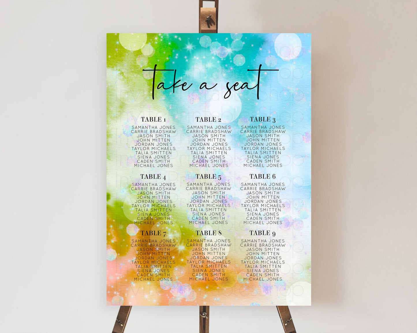 Rainbow Seating Chart Pastel Seating Chart Iridescent Sprinkles Colorful Pastel Watercolor Seating Sign Ombre Pastel Take A Seat D10692