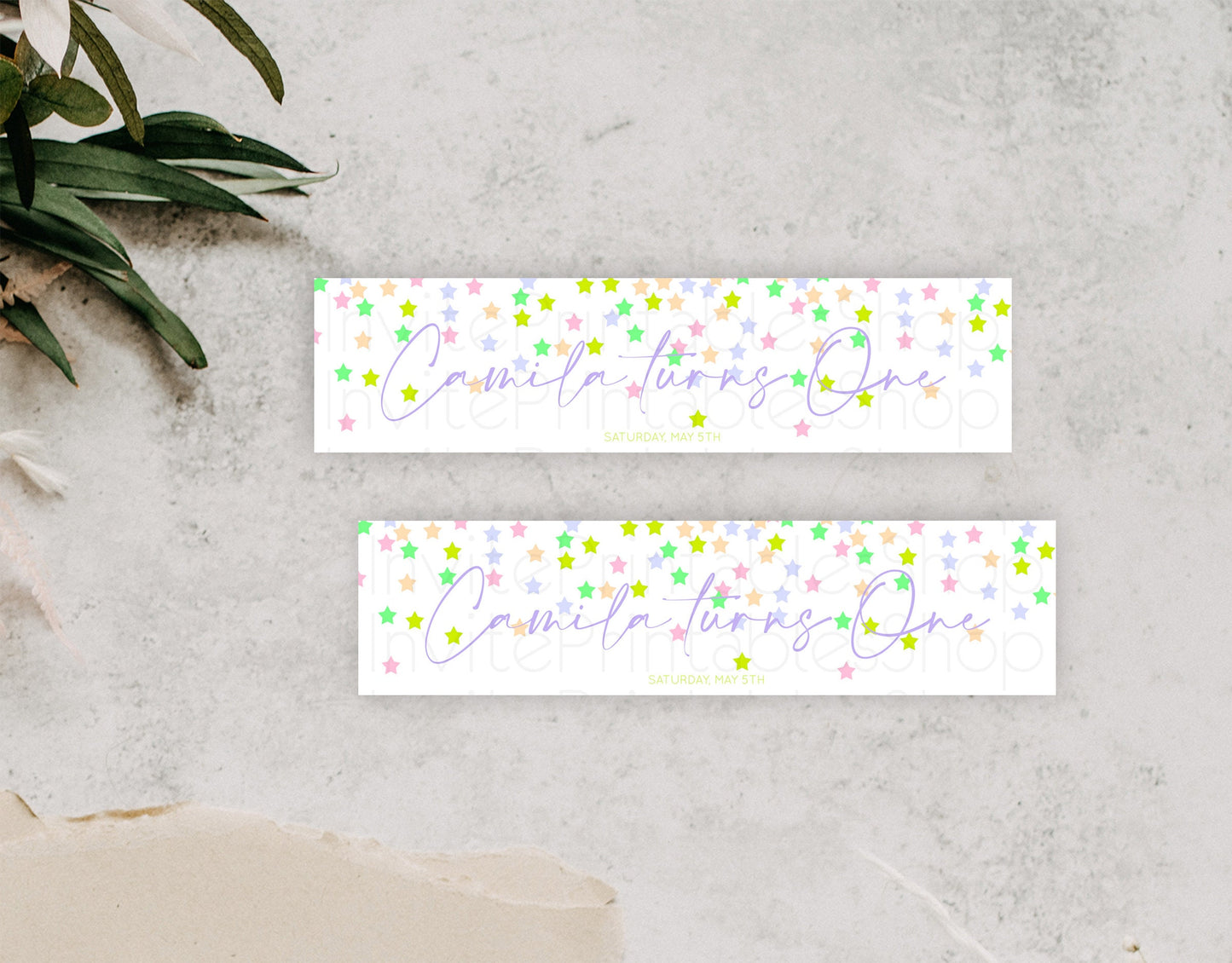 Twinkle Stars Water Label Template Pastel Twinkle Little Star Party Decor Shooting Star Confetti 1st Birthday Baptism Baby Shower D10396