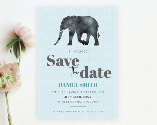 Editable Elephant Save The Date Template Elephant Safari Adventure Party Dri