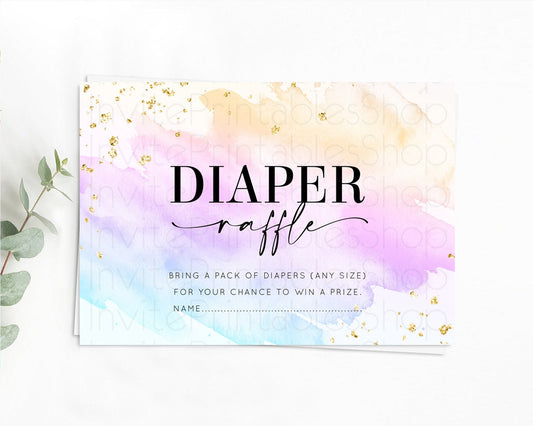 Editable Pastel Diaper Raffle Card Pastel Rainbow Diaper Raffle Insert Color