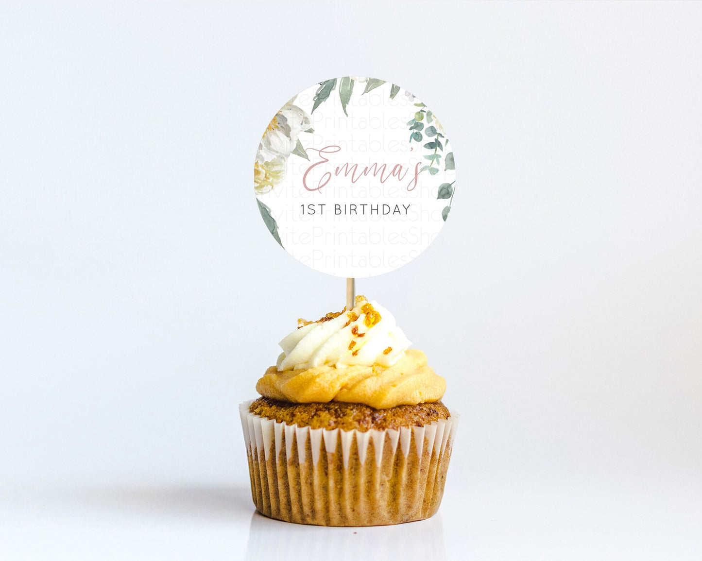 Editable Secret Garden Cupcake Toppers Wildflower Cupcake Topper Pastel Whit